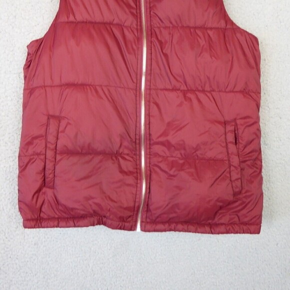 Old Navy Women's Size Small Burgundy Red Full Zip Up Quilted Puffer Vest - Picture 2 of 8